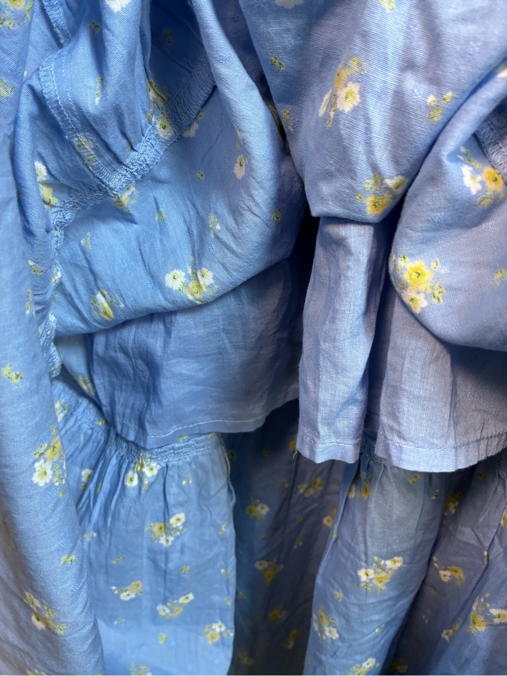 And Now This Blue Floral Midi Dress Tiered Puff Sleeve 2X Milkmaid Coquette NEW - Picture 7 of 12